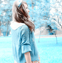 清新漂亮的非主流女生头像 淡蓝色的忧伤_qq下