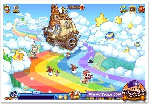 洛克王国彩虹河流处雨天娃娃与冥想泡泡等待你