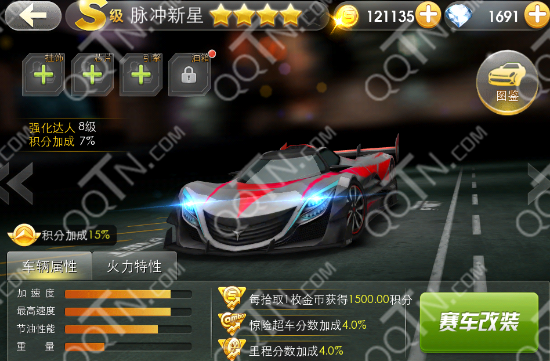 天天飞车脉冲新星满级属性及上架幸运点夺宝时