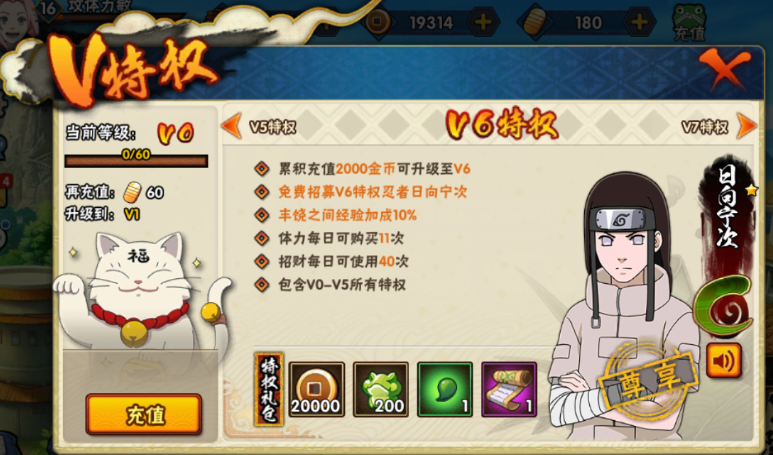 腾讯火影忍者手游Vip6特权礼包奖励 火影忍者