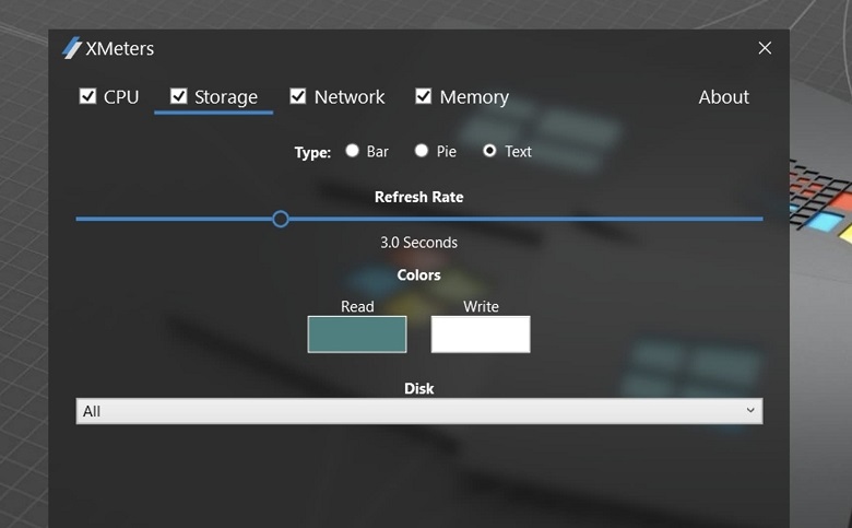 XMeters任务栏进程监控软件v2.0.2.03最新版